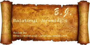 Balatonyi Jeremiás névjegykártya